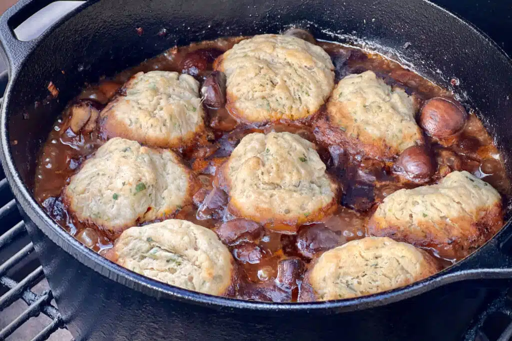 Venison stew and herby dumplings