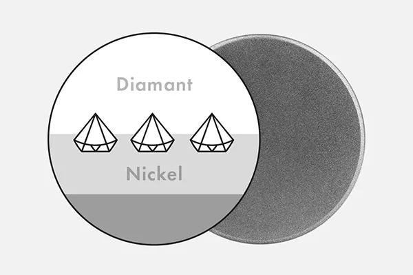 Diamonds held in nickel